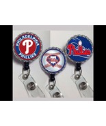 Philadelphia Phillies 3 work Retractable Reel ID Badge Holder nurse Dr Rt - £11.61 GBP