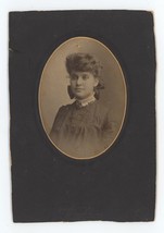 Antique Circa 1890s Cabinet Card Beautiful Young Woman Bow in Hair New London CT - £7.43 GBP