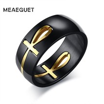 MEAEGUET Separable Egyptian Ankh Cross Themed 316L Stainless Steel Ring ... - $14.99