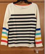 NEW TALBOTS Authentic Winter Striped Long Sleeve TEE Women&#39;s Small Multi... - £27.02 GBP