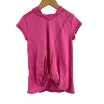 Zella Girls Pink Twist Front Short Sleeve Hooded Top Size 5 - $13.55