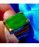 Earth mined Jadeite Jade Antique Engagement Ring Victorian Deco Solid 18... - €21.206,74 EUR