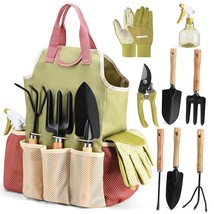 Gardening Tools Set Of 10 - Complete Garden Tool Kit Comes With Bag &amp; Gl... - £41.12 GBP