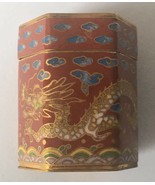 Vintage Small Hexagon Cloisonne Enamel Red Trinket Pill Snuff Powder Box... - $723.24 MXN