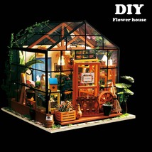 1: 24 DIY Miniature Flower House with LED, Educational Toy, Wooden Miniature - £51.77 GBP