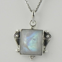 925 Sterling Silver Moonstone Handmade Necklace 18&quot; Chain Festive Gift PS-1896 - £28.20 GBP
