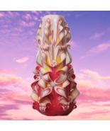 Carved Candles Handmade Home Decor Gift Colourful Art Design Red Yellow New - $856.64 MXN