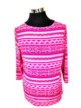 Croft &amp; Barrow T-Shirt Women&#39;s Size Large Pink Polyester Spandex Blend LS - £11.07 GBP