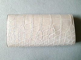 Crocodile Charming Handmade White Genuine Leather Alligator Reptile Hand Clutch - £191.35 GBP