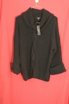 Talbots Womens Petite Thick Cowl Neck Black Sweater P XL NWT $99 3/4 Cuff Sleeve - $36.80