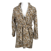 Bobbie Brooks Women&#39;s Wrap Tie Robe ~ Sz S/M ~ Brown &amp; Beige Cheetah ~Ab... - £16.53 GBP