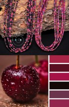 extra-long boho friendship bracelets/necklaces, red, purple, black seed beads - £31.25 GBP