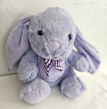 Inter-American Products Bunny Rabbit Plush 9&quot; Stuffed Animal Gingham Bow Purple - £14.04 GBP