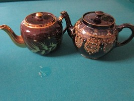 Gibson &amp; Sons Teapot Burslem England Brown Glossy Teapots Leona-Floral P... - $75.00