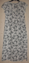 NEW WOMENS Croft &amp; Barrow WHITE W/ GRAY FLORAL PRINT LONG KNIT NIGHTGOWN... - £22.11 GBP
