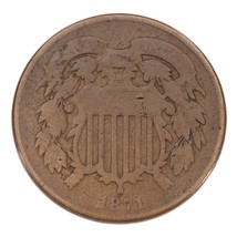 1871 Dos Centavo Pieza En Buen Estado, Marrón Color, Completo 4 Dígitos ... - $41.61