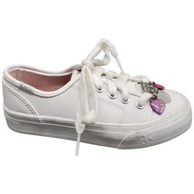 Keds Double Dutch Sneakers Girls Size 12.5M White Leather Plimsoll Charm... - $23.05