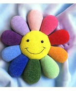 Rainbow Sunflower 100% Handcrocheted  Pillow, Flower Plush Pillow, Cute ... - $96.02 CAD