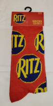 RITZ Crackers Men&#39;s Novelty Crew Socks 1 Pair Red Navy Yellow Shoe Size 6-12 - £9.11 GBP