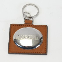Rosetti Bag Tag Badge Brown Leather and Sliver 2.5&quot; Length x 2.1&quot; High - £11.77 GBP