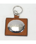 Rosetti Bag Tag Badge Brown Leather and Sliver 2.5&quot; Length x 2.1&quot; High - $14.69