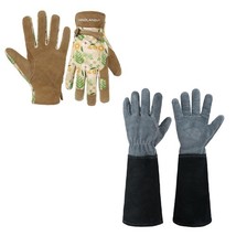 HANDLANDY Bundle - 2 Pairs of Gardening Gloves for Women, Cowhide Leathe... - $2,308.57 MXN