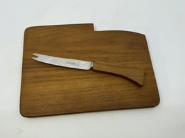 Vintage Mid Century Galatix Burma Teak England Wood Cheese Knife &amp; Cutting Board - £39.56 GBP