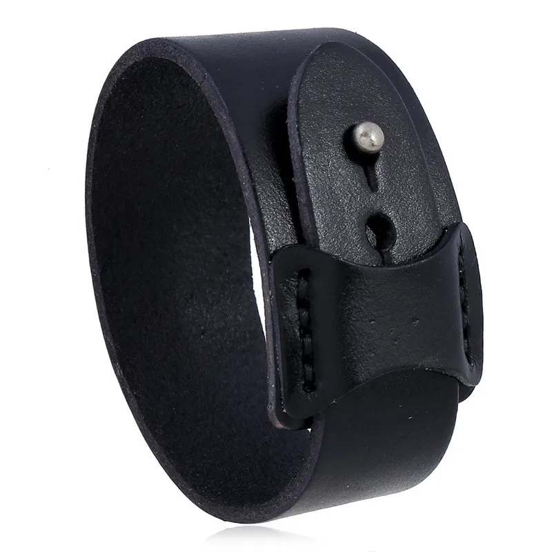 Fashion Wide Genuine Leather Bracelet Brown Black Wide Cuff Bracelets Bangles Vi - £15.61 GBP