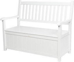 Shine Company Ashton Outdoor 2 Person Large Wooden Patio Storage Bench – White - £127.71 GBP