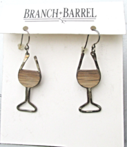 VTG New on Card BRANCH + BARREL Sterling Silver Wood Wine Glass Dangle E... - $22.72