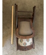 Antique Victorian Wood Folding Rocking Chair Floral tapestry - $215.64 CAD