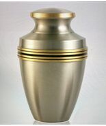 Grecian Gold with Black Lacquered Raised Band Brass Cremation Urn Ashes ... - $91.99