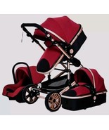 Luxury 3in1 Red &amp; Black Portable Baby Bassinet Carriage Stroller Set Age... - £230.41 GBP
