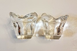Crystal Votive Candle Holder LOT of 2 Floral Tulip Shaped 2.5&quot; x 3.25&quot; - £13.13 GBP
