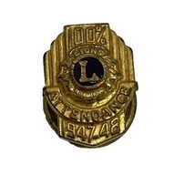 Lions Club 1947 1948 Perfect Attendance Organization State Lapel Hat Pin... - £7.69 GBP