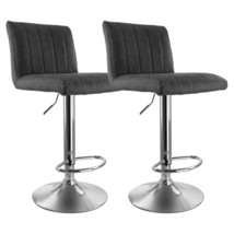 Elama 2 Piece Vintage Faux Leather Adjustable Bar Stool in Gray with Chrome Bas - £97.78 GBP