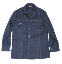 Vtg 70s John Blair Leisure Disco Jacket Mens M Navy Blue USA Made Polyester - $74.25