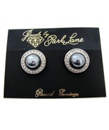 Park Lane Pierced Stud Earrings Round Faux Silver Pearl Clear Rhinestone... - £17.13 GBP