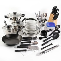 Total Kitchen Set 83-Piece Dinnerware Flatware Cookware Cutlery Combo Pots Pans - £78.22 GBP