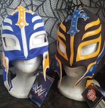 WWE hall of fame Rey Mysterio Mask Set lucha Libre BLACK lucha BLUE Libr... - $59.40