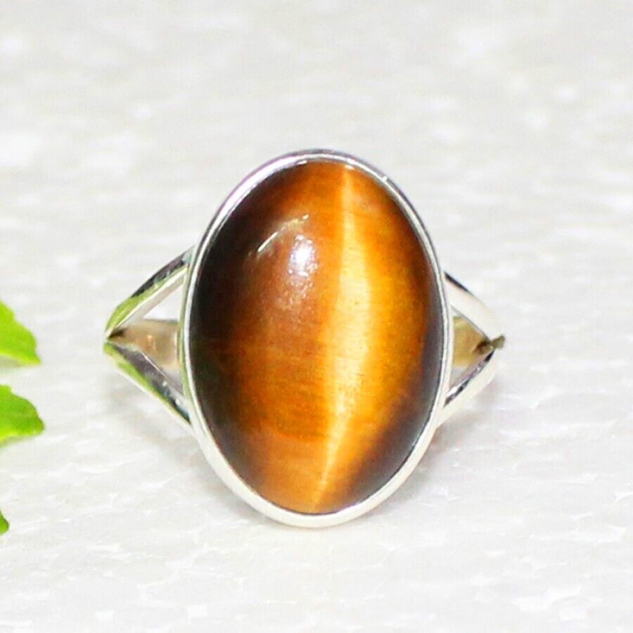 Silver Tiger Eye Ring 925 Sterling Handmade Jewelry Gemstone Ring Gift For Women