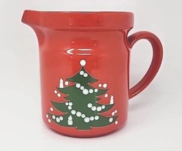 Waechtersbach Red Christmas Tree Water Pitcher Jug  5.5&quot; Red Green Ceramic U207 - £23.42 GBP