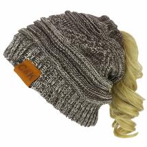 Trendy Apparel Shop 2 in 1 Winter Multi Knit Ponytail Slouchy Beanie Neck Warmer - £11.98 GBP