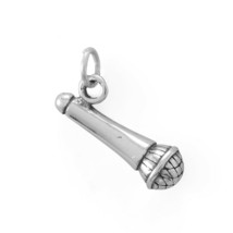 925 Sterling Silver Microphone Charm Singing Lover Gift Unisex Body Jewelry 19mm - £27.47 GBP