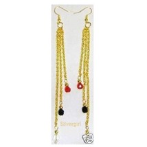 Colorful long dangle red black chain dangle earrings thumb200