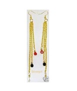 Colorful Red Black Clear Long Glass Chain Dangle Earrings - £14.14 GBP