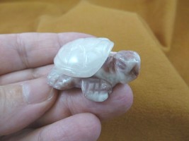 (Y-TUR-LAT-566) Pink Quartz + Marble Tortoise Turtle Carving Figurine Gemstone - £11.00 GBP