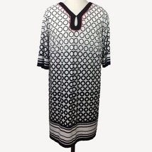Dressbarn Signature Camryn Women&#39;s Dress Eyelet Geometric Black White Si... - $54.99