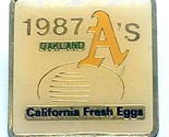 1987 Oakland A&#39;s California Fresh Eggs Metal Enamel Lapel Pin 1&quot; - £3.52 GBP