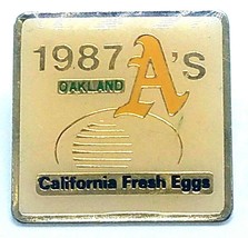 1987 Oakland A&#39;s California Fresh Eggs Metal Enamel Lapel Pin 1&quot; - $4.42